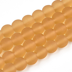 Verge D'or Chapelets de perles en verre transparentes  , givré, ronde, verge d'or, 6~6.5mm, Trou: 1.4mm, Environ 67~70 pcs/chapelet, 14.76 pouces ~ 15.16 pouces (37.5~38.5 cm)