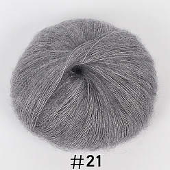 Argent 25g fil à tricoter en laine angora mohair, pour châle écharpe poupée crochet fournitures, argenterie, 1mm