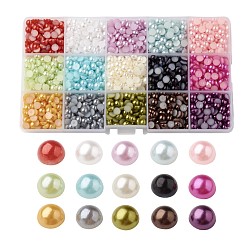 Mixed Color ABS Plastic Cabochons, Imitation Pearl, Half Round, Mixed Color, 6x3mm