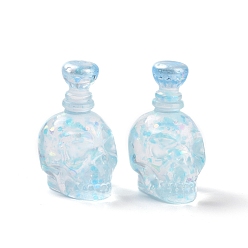 Azul Cielo Chupete de botella cabujón de resina transparente, con lentejuelas, luz azul cielo, 27x18.5x14.5 mm