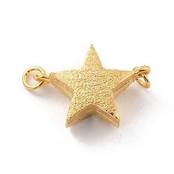 Golden 925 Sterling Silver Magnetic Clasps, With Jump Rings, Textured Star, Golden, 14x10x5mm, Hole: 1.2mm