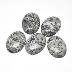 Камень Сетки Натуральный черный шелковый камень / нетканые кабошоны, овальные, 39~40x29~30x5~8 мм