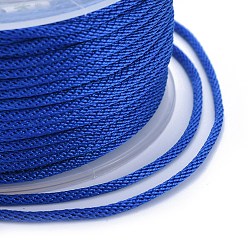 Bleu Moyen  Cordons tressés en polyester, pour la fabrication de bijoux, bleu moyen, 2mm, environ 21.87 yards (20m)/rouleau