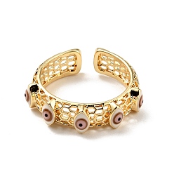 Бледно-Розовый Эмалированное кольцо-манжета с конским глазом, настоящие позолоченные украшения из латуни для женщин, без кадмия и без свинца, розовый жемчуг, размер США 18 7 (1/2 мм)