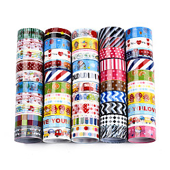 Mixed Color Mixed Pattern DIY Scrapbook, Decorative Adhesive Tapes, Mixed Color, 15mm, about 2.3m/roll