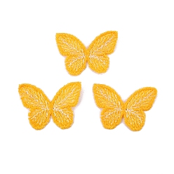Gold Polyester Butterfly Cabochons, for Hair Accessories Making, Gold, 30x43mm