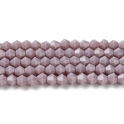 Medium Purple Opaque Solid Color Imitation Jade Glass Beads Strands, Faceted, Bicone, Medium Purple, 4x4mm, Hole: 0.8mm, about 87~98pcs/strand, 12.76~14.61 inch(32.4~37.1cm)