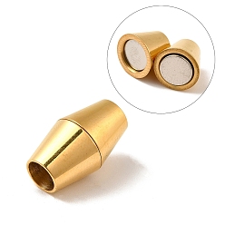 Golden 304 Stainless Steel Magnetic Clasps with Glue-in Ends, Ion Plating (IP), Bicone, Golden, 16x9.5mm, Hole: 5mm