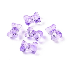 Blue Violet Transparent Spray Painted Glass Beads, Bowknot, Blue Violet, 10x14x8mm, Hole: 1mm