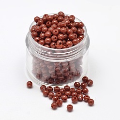 Sienna Round Opaque Acrylic Spacer Beads, Sienna, 4mm, Hole: 1mm, about 14000pcs/500g