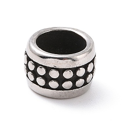 Antique Silver 304 Stainless Steel Manual Polishing European Beads, Large Hole Beads, Column, Antique Silver, 9x6mm, Hole: 6mm