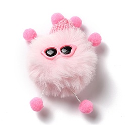 Pink Fluffy Polyester Imitation Wool Briquette Elves Ornament Accessories, Pom Poms Doll, for DIY Brooch, Bag, Socks, Scarves, Pink, 82~92x76~80x46~52mm