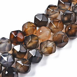 Peru Natural Agate Beads Strands, Dyed, Faceted, Star Cut Round Beads, Peru, 9.5~10x9~10mm, Hole: 1mm, about 36pcs/strand, 13.78~14.37 inch(35~36.5cm)
