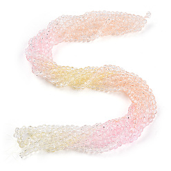 Pink Chapelets de perles en verre transparentes  , perles multicolores segmentées, à facettes (32 facettes), ronde, rose, 4~4.5mm, Trou: 1mm, Environ 90~95 pcs/chapelet, 13.98'' (35.5 cm)