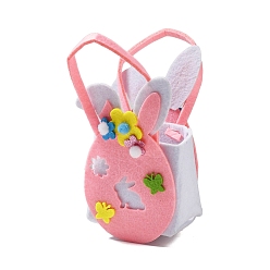 Pink Non-woven Fabrics Easter Rabbit Candy Bag, with Handles, Gift Bag Party Favors for Kids Boys Girls, Pink, 19.5x11x6.8cm