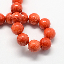 Tomato Natural Dyed Yellow Jade Gemstone Bead Strands, Round, Tomato, 4mm, Hole: 0.5mm, about 95pcs/strand, 15.7 inch