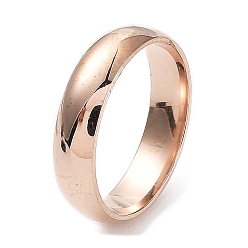 Rose Gold Ion Plating(IP) 304 Stainless Steel Flat Plain Band Rings, Rose Gold, Size 7, Inner Diameter: 17mm, 5mm