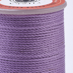Medium Orchid Waxed Polyester Cord, Micro Macrame Cord, Twisted Cord, Round, Medium Orchid, 1mm, about 57.96~65.62 Yards(53~60m)/Roll
