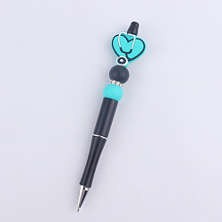 Бирюза Пластиковая шариковая ручка медицинской тематики, бисерная ручка, для индивидуальной ручки своими руками, сердце со стетоскопом, бирюзовые, 150 мм