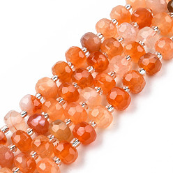 Cornaline Perles naturelles cornaline brins, avec des perles de rocaille, facette, rondelle, 8x6mm, Trou: 1 mm