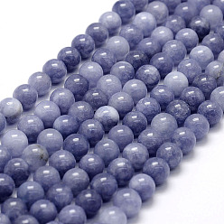 White Jade Natural White Jade Imitation Aquamarine Beads Strands, Round, Dyed, Medium Purple, 8mm, Hole: 1mm, about 45pcs/strand, 14.7 inch