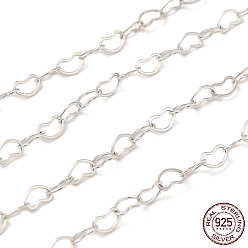 Серебро 925 цепочка в форме сердца из стерлингового серебра, пайки, серебряные, 2.5x4x0.3 мм