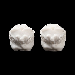 Белый Непрозрачные шарики cmолы, танцующий лев, белые, 16~17x16~16.5x15.5 мм, отверстие : 2 мм