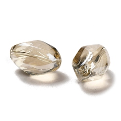Caqui Oscuro Granos ovales de vidrio cristal perlado hebras, lustre de la perla chapado, caqui oscuro, 21x13 mm, agujero: 1 mm, sobre 36 unidades / cadena, 29.1 pulgada