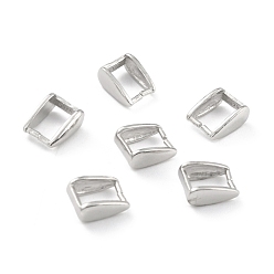 Platinum Rhodium Plated 925 Sterling Silver Ice Pick Pinch Bails, Rectangle, Platinum, 9x7x3.5mm, Inner Diameter: 4x6mm, Pin: 0.8mm