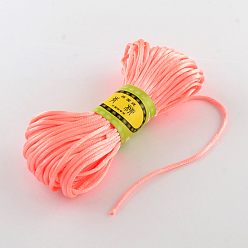 Light Salmon Polyester Rattail Satin Cord, for Chinese Knotting, Jewelry Making, Light Salmon, 2mm, about 21.87 yards(20m)/bundle, 6bundles/bag