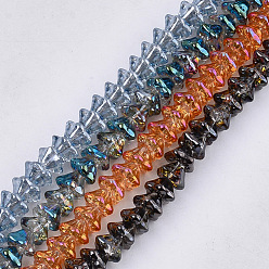 Mixed Color Electroplate Glass Beads Strands, Petunia, Mixed Color, 6x8x8mm, Hole: 0.9mm, about 120pcs/strand, 23.6 inch