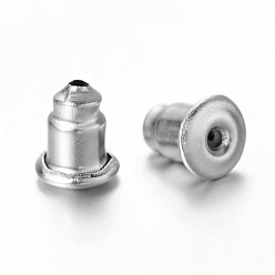 Stainless Steel Color 304 Stainless Steel Ear Nuts, Bullet Earring Backs, Stainless Steel Color, 5.5x5mm, Hole: 0.8mm