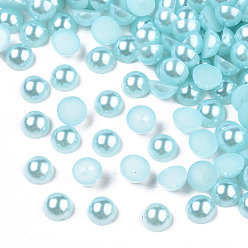 Turquoise Pâle 10000 cabochons en plastique imitation perle avec abs, demi-tour, turquoise pale, 4x2mm
