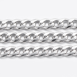 Stainless Steel Color 304 Stainless Steel Curb Chains, Twisted Chains, Unwelded, with Spool, Stainless Steel Color, 3x2x0.6mm, about 65.61 Feet(20m)/roll