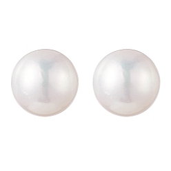 Blanc Boucles d'oreilles perle naturelle, 304 bijoux en acier inoxydable pour femmes, blanc, 20x8~8.5mm, pin: 0.6 mm