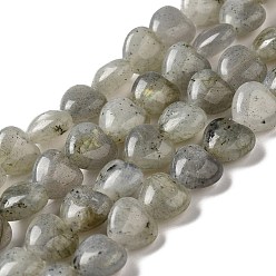 Labradorite Natural Labradorite Beads Strands, Heart, 10x10.5~11x5mm, Hole: 1.2mm, about 40pcs/strand, 15.35''(39cm)