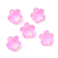 Rosa Claro Cabujones de diamantes de imitación de vidrio estilo mocha k, puntiagudo espalda y dorso plateado, facetados, flor del ciruelo, rosa luz, 9 mm