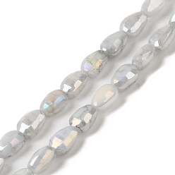 Gainsboro Electroplate Glass Beads Strands, Rainbow Plated, Faceted, Teardrop, Gainsboro, 6.5x4.5x3.5mm, Hole: 1mm, about 70pcs/strand, 17.72''(45cm)