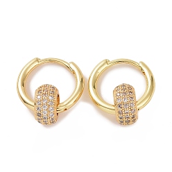 Прозрачный Плоские круглые серьги-кольца с кубическим цирконием из бисера, золотые латунные украшения для женщин, прозрачные, 19.5 мм, штифты : 1.2 мм