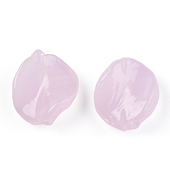 Pink Imitation perles de jade au chalumeau faites à la main, feuille, rose, 14~18.5x13.5~15x3.5~6mm, Trou: 1.2~1.8mm