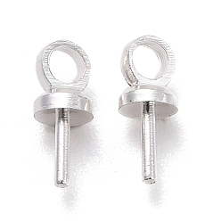 Silver Brass Cup Peg Bails Pendants, For Half Drilled Bead, Silver, 7x3mm, Hole: 1.5mm, Pin: 0.5mm, 100pcs/bag