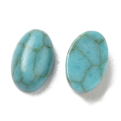 Turquoise Moyen Cabochons en verre, pierre d'imitation, ovale, turquoise moyen, 6x4x2mm