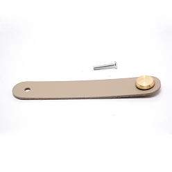 Linen Leather Handle, Jewelry Box Accessories, with Aluminum Screws, Linen, 140x25x11mm, Hole: 6mm