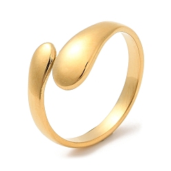 Chapado en Oro Real 18K 304 anillos abiertos en forma de lágrima de acero inoxidable para mujer, real 18 k chapado en oro, tamaño de EE. UU. 7 (17.3 mm)