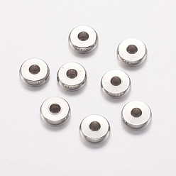 Stainless Steel Color 304 Stainless Steel Beads, Flat Round, Stainless Steel Color, 6x2mm, Hole: 2mm