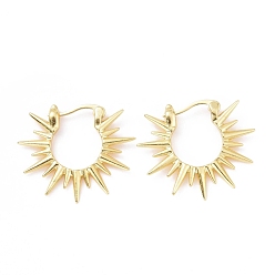 Golden Rack Plating Brass Sun Hoop Earrings for Women, Cadmium Free & Lead Free, Golden, 24x28x2mm, Pin: 0.8mm