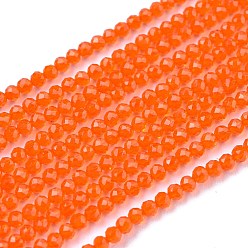 Orange Foncé Chapelets de perles en verre, imitation quartz, facette, ronde, orange foncé, 2mm, Trou: 0.5mm, Environ 175 pcs/chapelet, 14.9 pouce (38 cm)