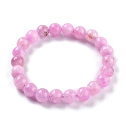 Pearl Pink Dyed Natural Jade Beads Stretch Bracelets, Round, Pearl Pink, Inner Diameter: 2-1/4 inch(5.7cm), Bead: 8~8.5mm