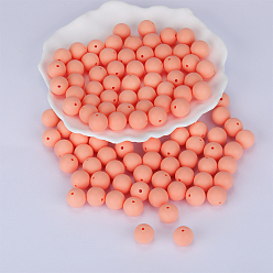 Saumon Clair Perles focales rondes en silicone, perles à mâcher pour les jouets de dentition, Diy soins infirmiers colliers faisant, saumon clair, 15mm, Trou: 2mm