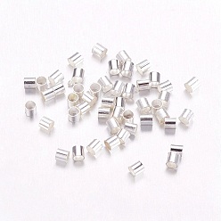 Silver Brass Crimp Beads, Cadmium Free & Lead Free, Tube, Silver Color Plated, about 2mm wide, 2mm long, hole: 1.5mm